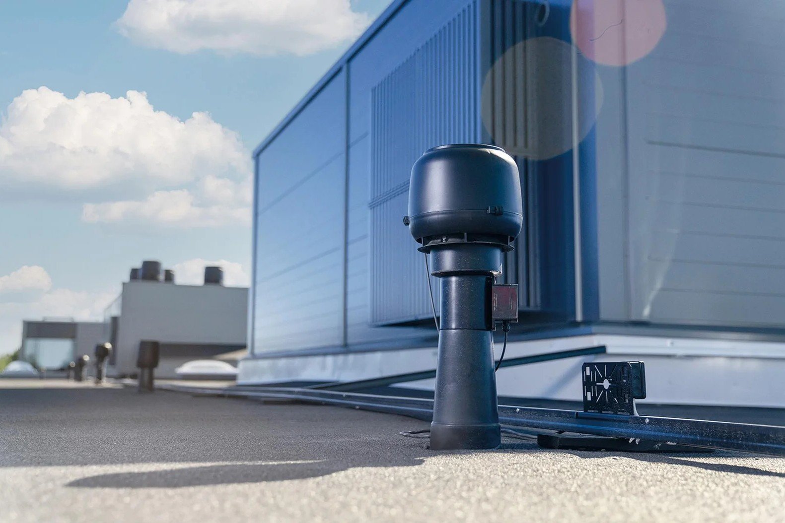 VILPE Sense roof moisture sensor on a commercial flat roof